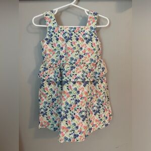 Janie and Jack Ditsy Floral 100% Cotton Sleeveless Peplum Dress